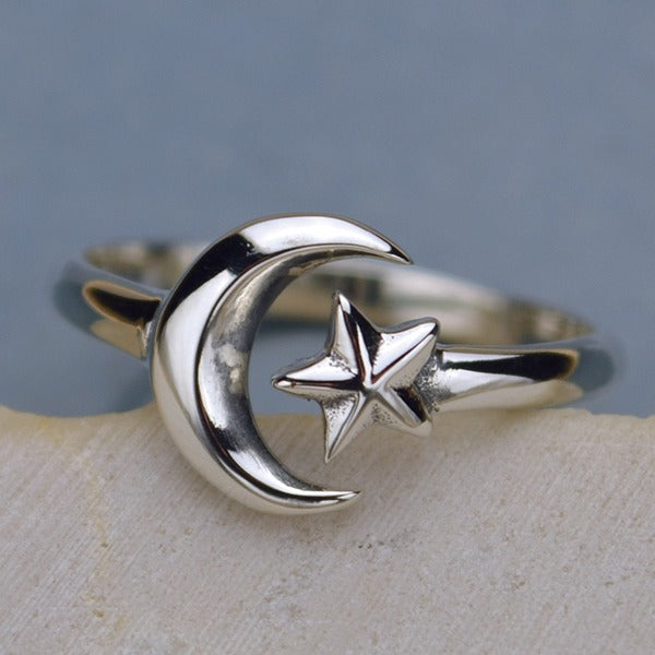 Adjustable Moon and Star Ring