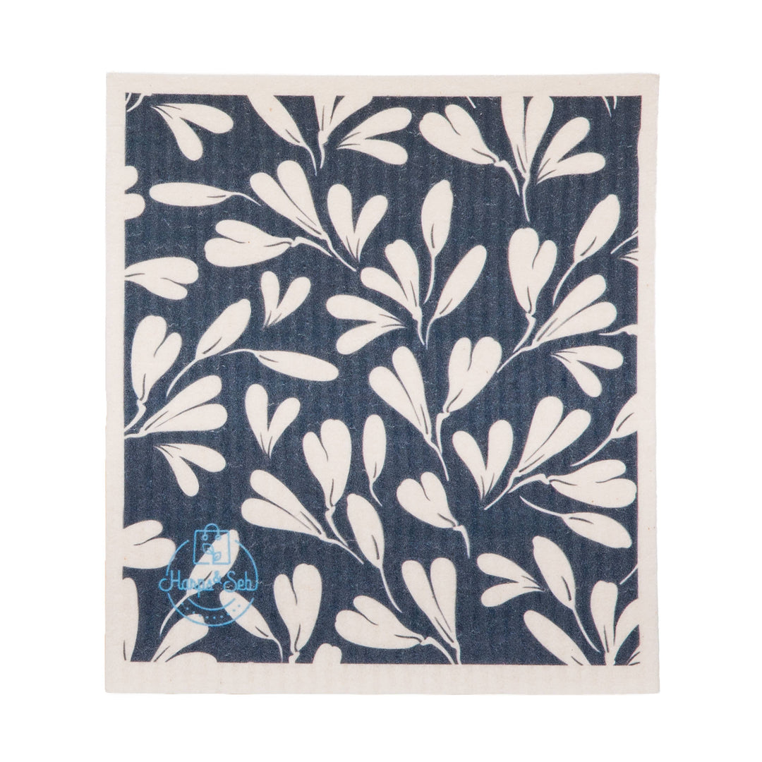 Navy Leaves Swedish Dish Cloth