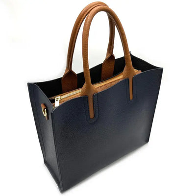Suie Valentini Genuine Two Tone Leather Bag - Simple Good