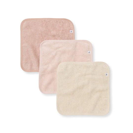 Organic Cotton Woven Terry Solid Washcloths 3 Pack