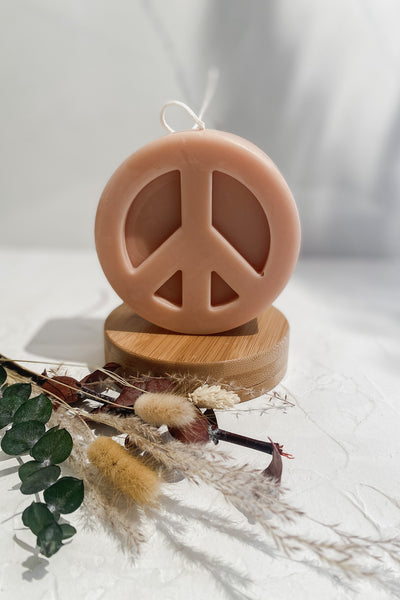 Dusty Rose Bodega Peace Sign Candle - Simple Good