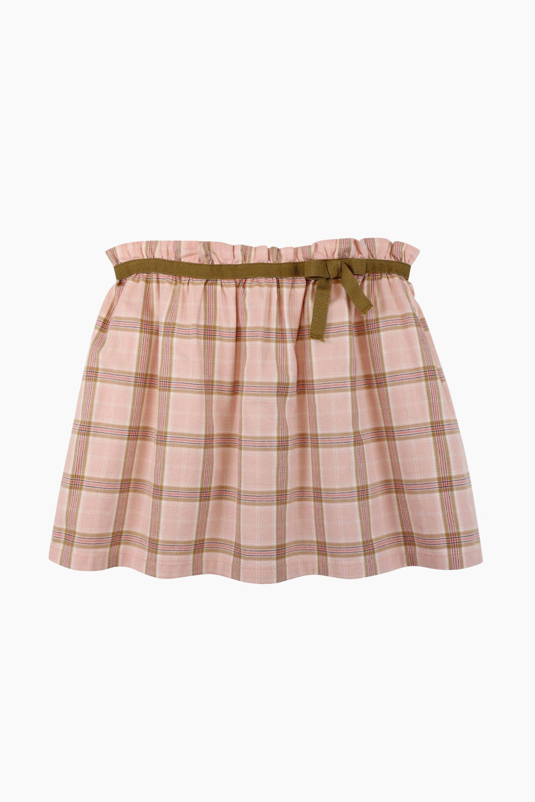 Plaid skirt with a green belt on a white background
