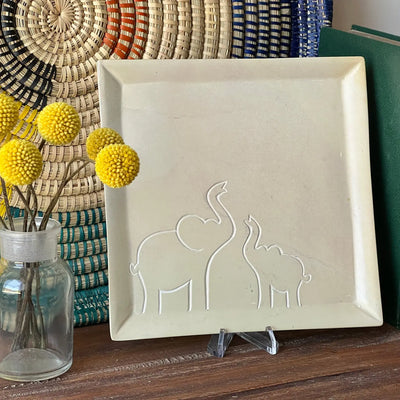 Global Crafts Elephant Soapstone Square Plate - Simple Good