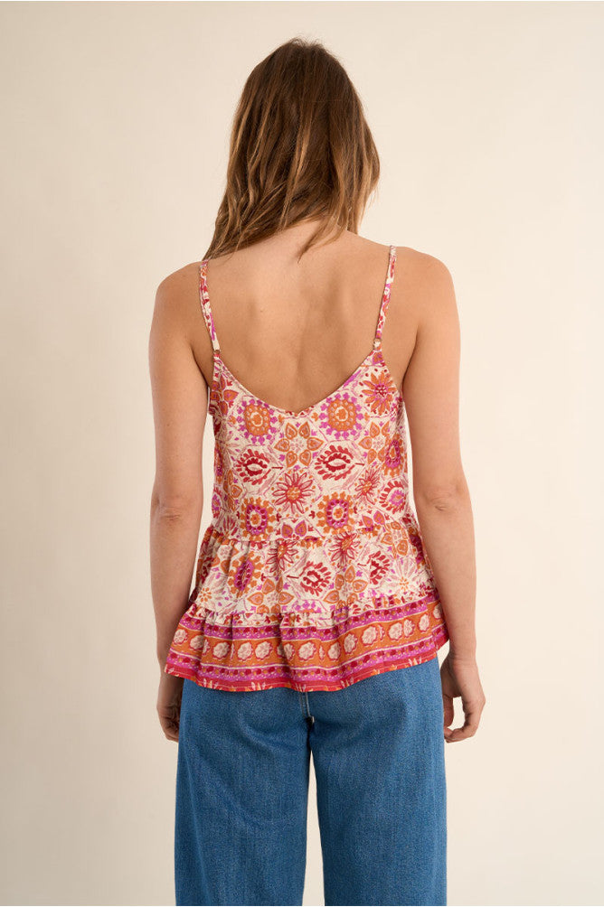 Ruffle Hem Printed Tank