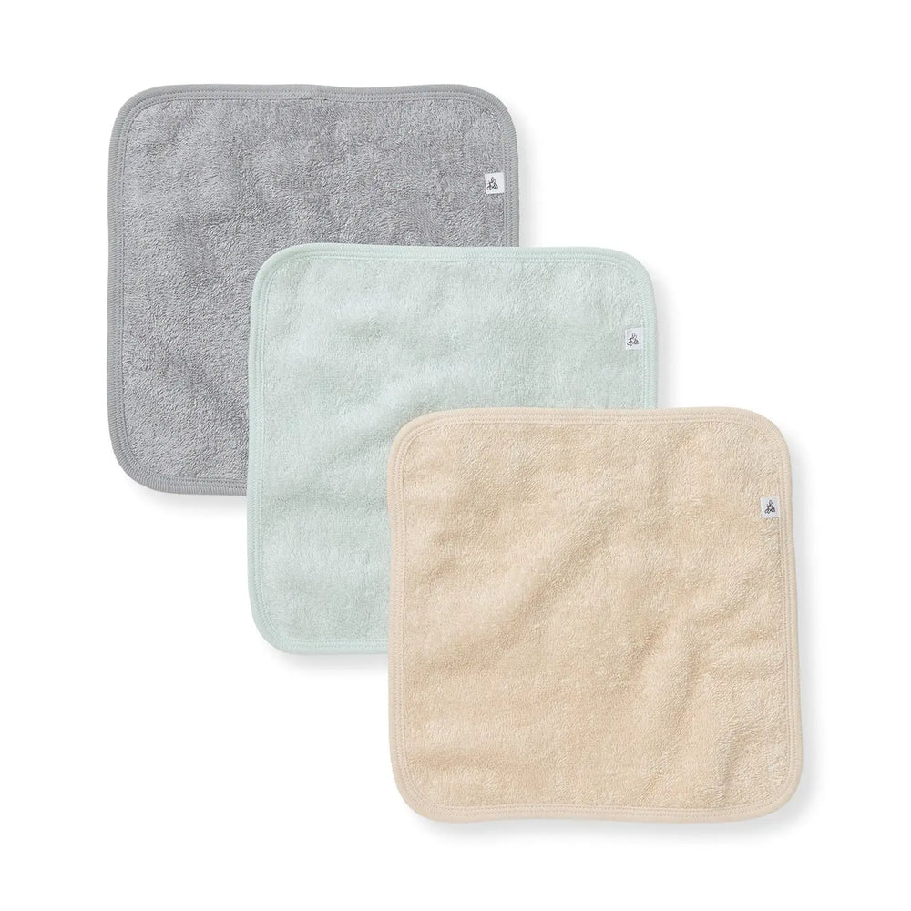 Organic Cotton Woven Terry Solid Washcloths 3 Pack