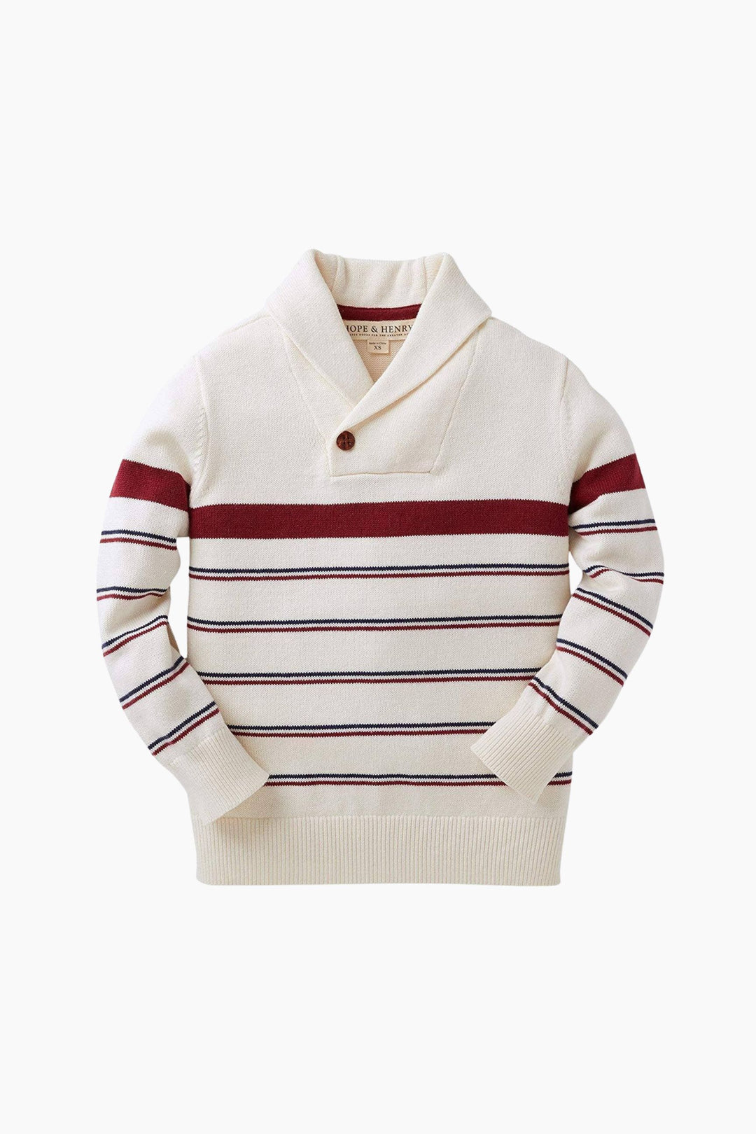 Striped sweater with a collar on a white background