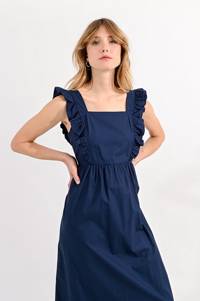 Molly Bracken Navy Ruffle Strap Summer Dress - Simple Good