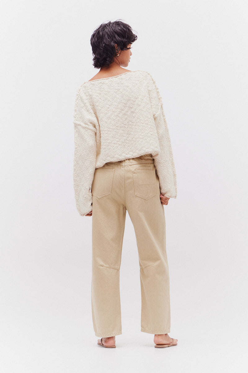 Cotton Slub Cropped Sweater