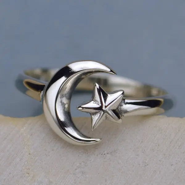 Nina Designs Small Adjustable Moon + Star Ring - Simple Good