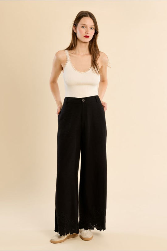 Summer Lightweight Embroidered Accent Pant
