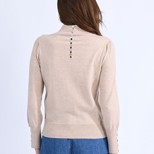 Molly Bracken Oat Mock Neck Sweater with Button Detail - Simple Good