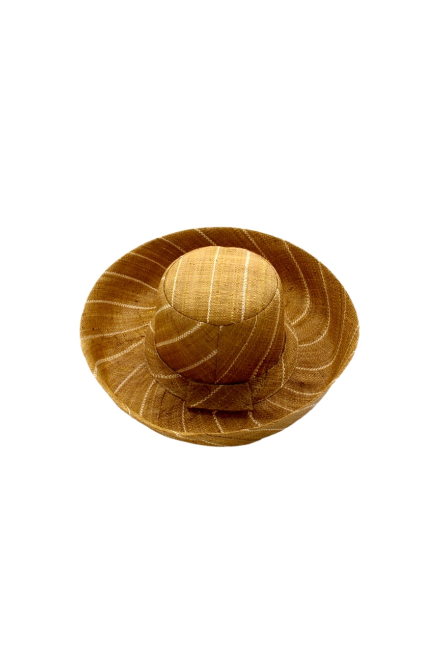Monica 5" & 7" Wide Brim Pinstripe Packable Straw Sun Hats