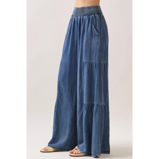 Denim Tencel Wide Leg Pants