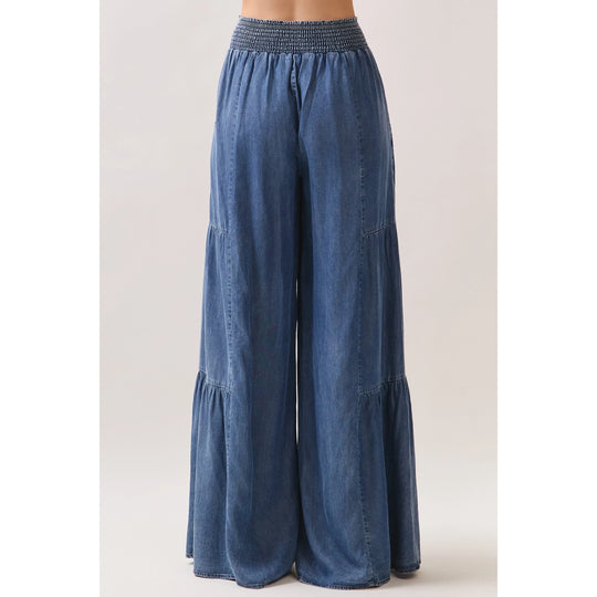 Denim Tencel Wide Leg Pants