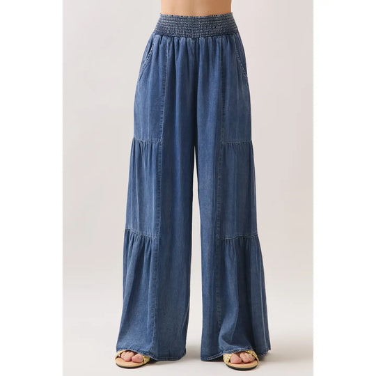 Denim Tencel Wide Leg Pants