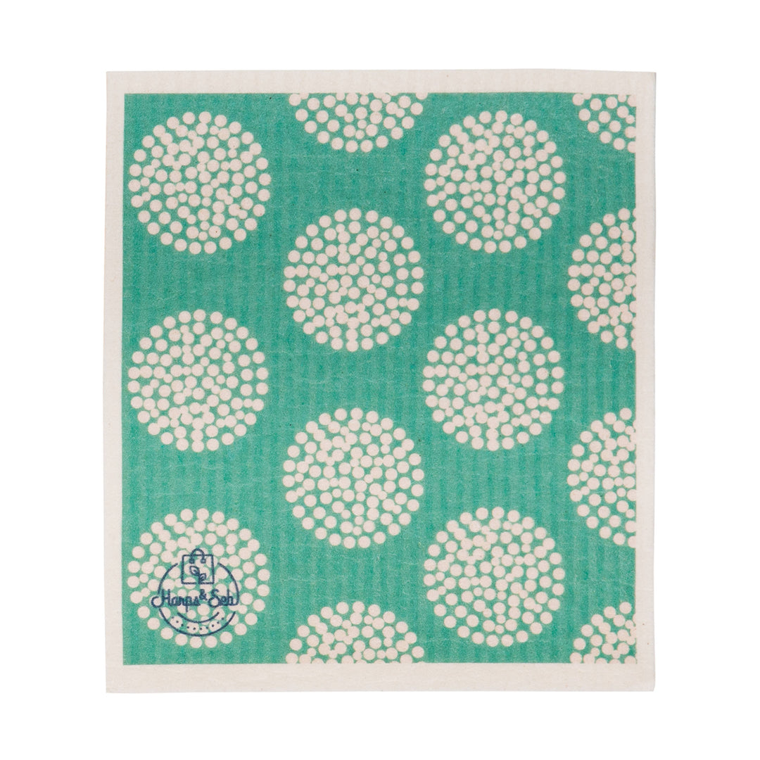 Turquoise Circles Swedish Dish Cloth
