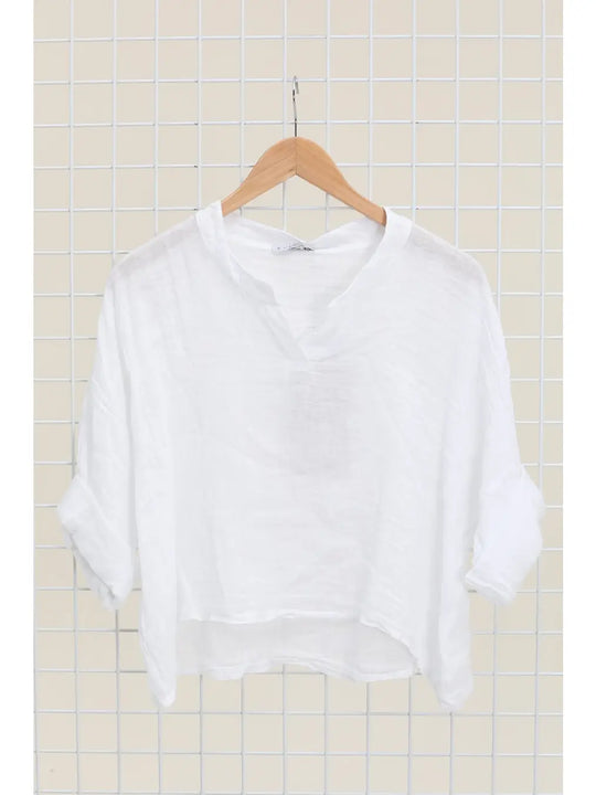 Linen V-Neck Top