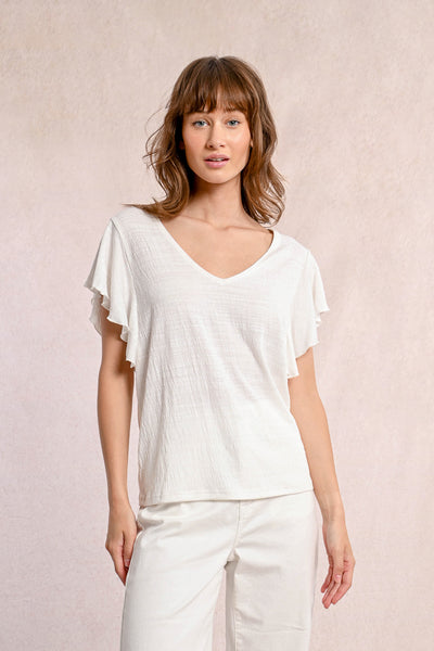 Ruffle Detail Tees in Two Colors