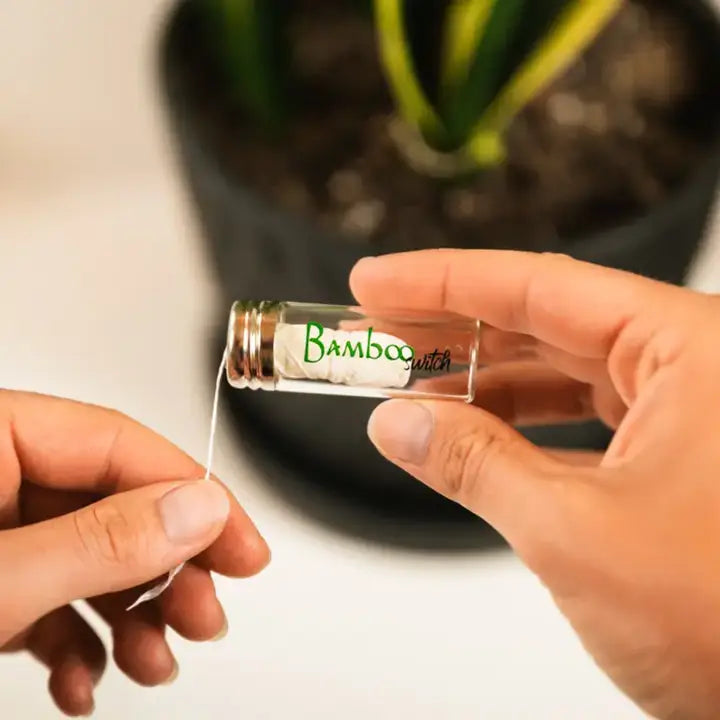Bamboo Switch Bamboo Dental Floss in Glass Case - Simple Good