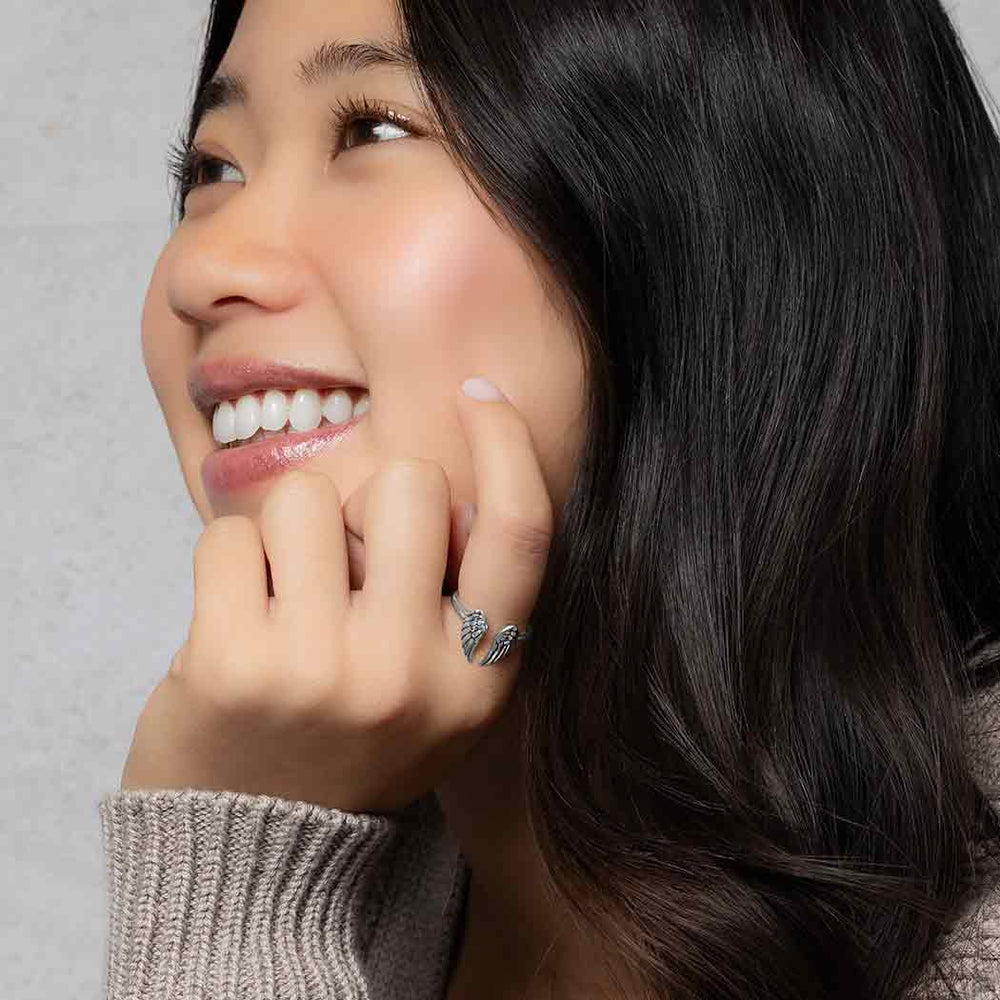 Sterling Silver Adjustable Angel Wings Ring