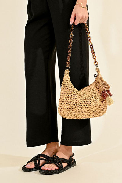 Molly Bracken Woven Straw Handbag with Link Strap - Simple Good