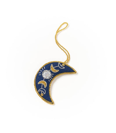 Matr Boomie Fair Trade Larissa Plush Crescent Moon Felt Ornament - Embroidered - Simple Good