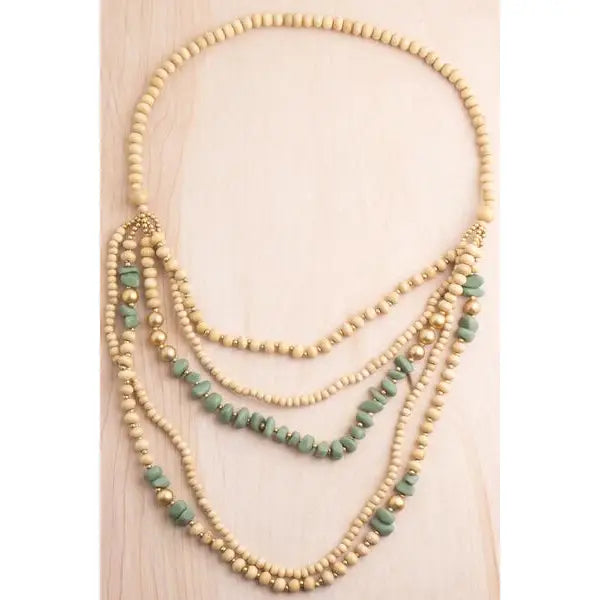 Bali Queen Wood & Resin Layered Necklace - Simple Good