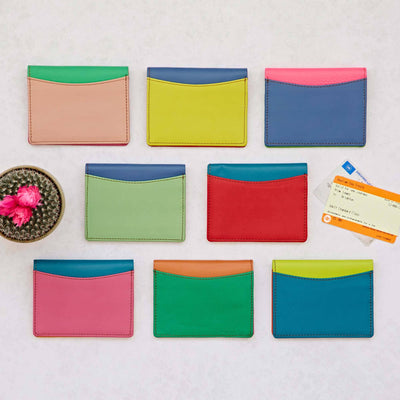 The Paper High Gift Company Limited Multicoloured Recycled Leather Card Holder - Handmade - Simple Good