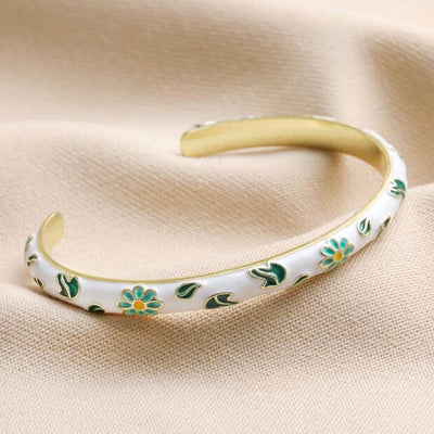 Lisa Angel White Cloisonné Bangle in Gold - Simple Good