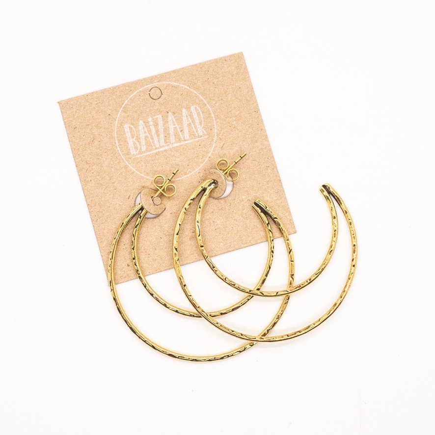 Baizaar Brass Open Crescent Earring - Simple Good