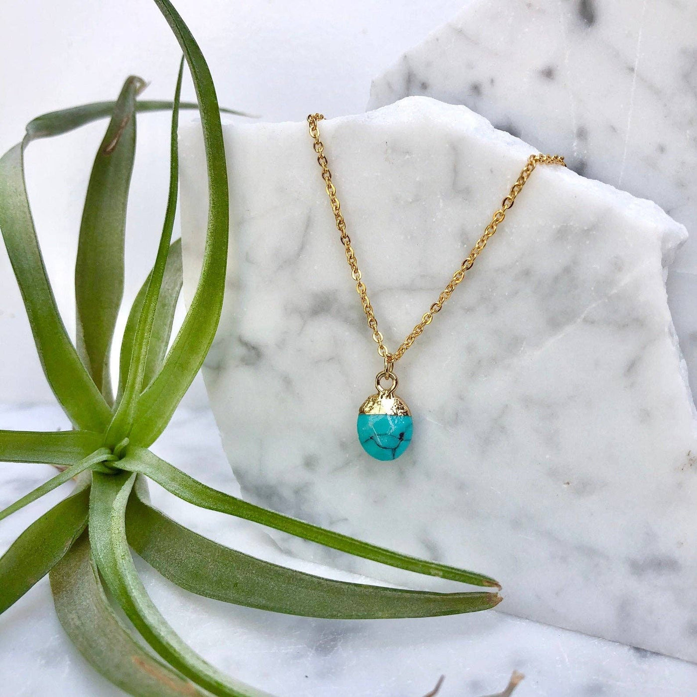 minor metal jewelry gold-dipped turquoise drop necklace - Simple Good