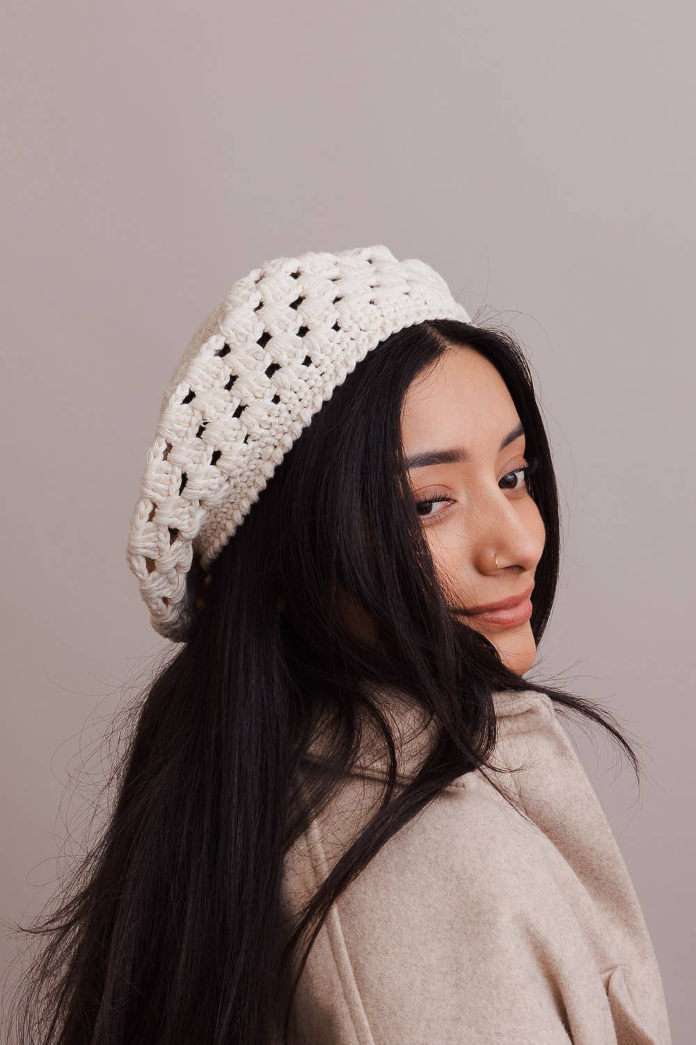 Leto Accessories Crochet Knitted Beanie: Ivory - Simple Good
