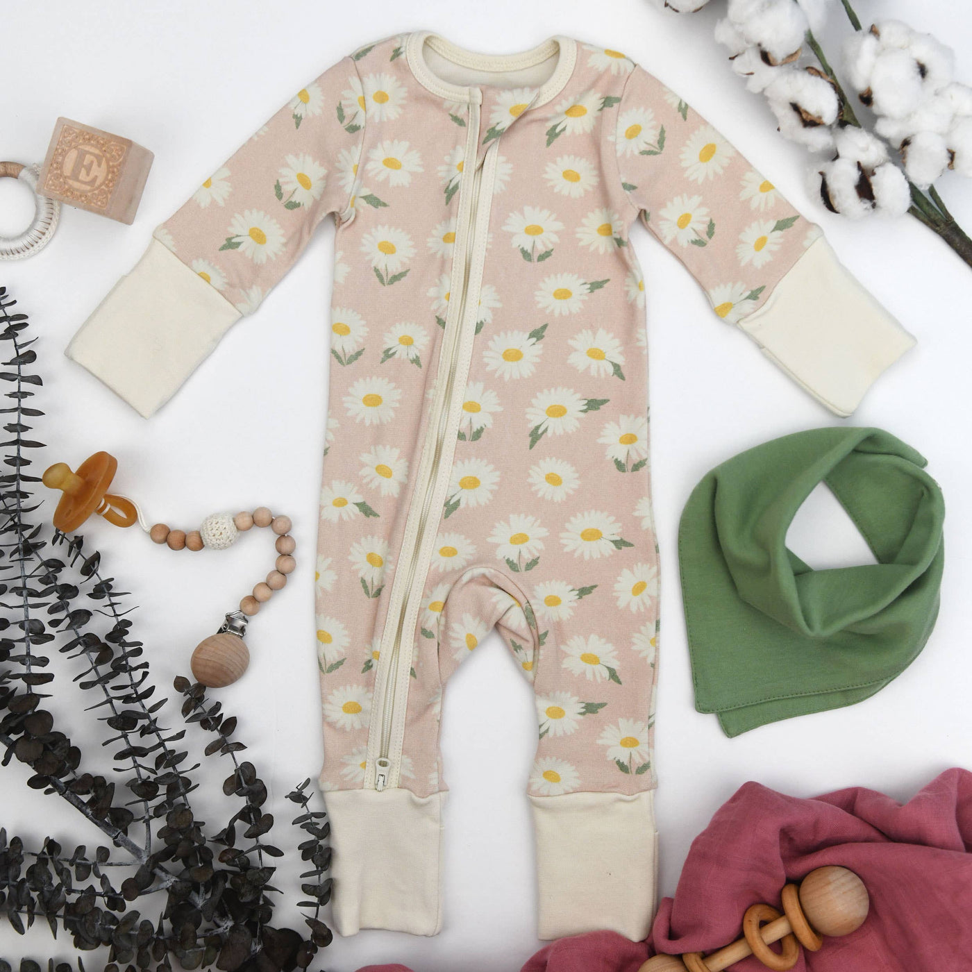 Earthy Organic Cotton Baby Pajamas 2-Way Zipper Sleeper- Opal - Simple Good
