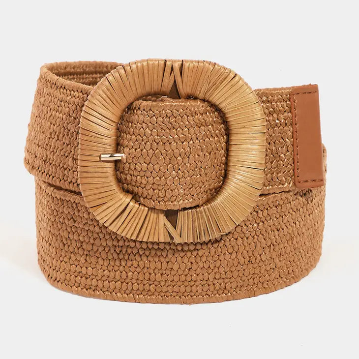 Collections by Fame Accessories Wide Woven Braided Hoop Buckle Belt - Simple Good