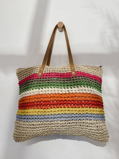 Lucca Rainbow Straw Weave Tote - Simple Good