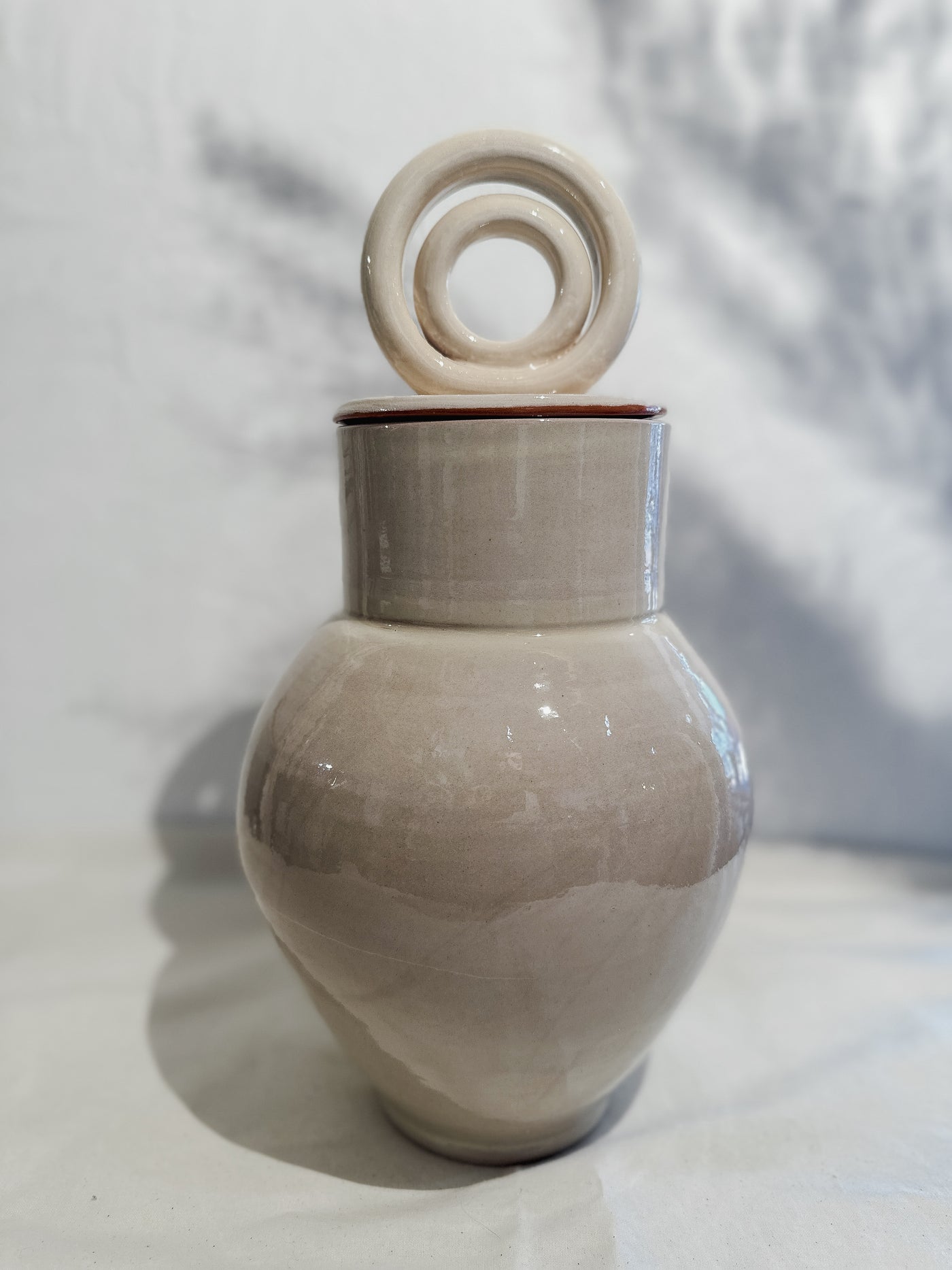 Roca Caus White Terracotta Jar with Arches Lid - Simple Good