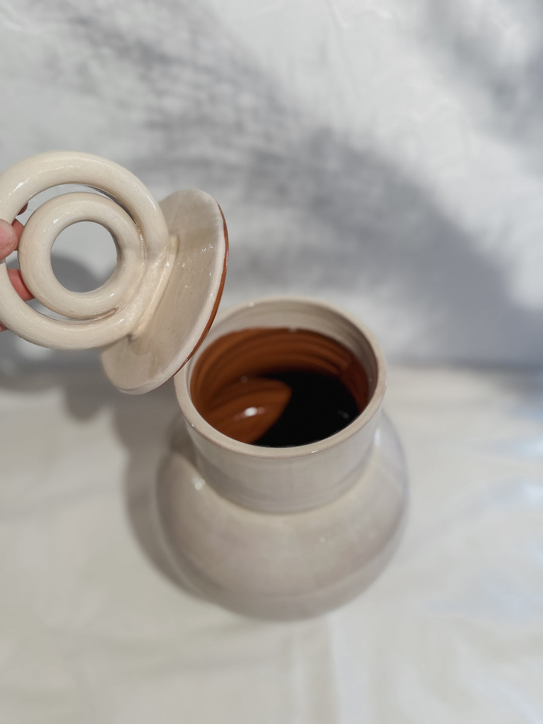 Roca Caus White Terracotta Jar with Arches Lid - Simple Good