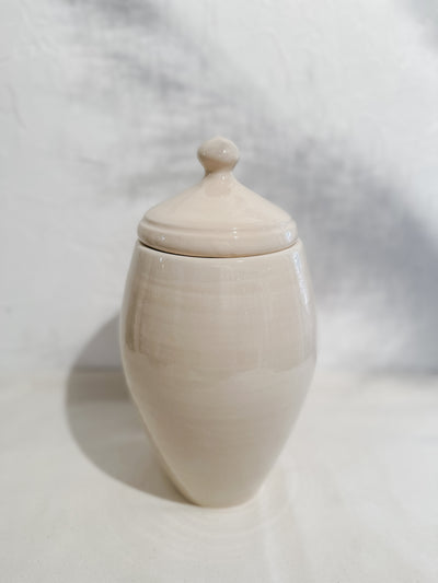 Roca Caus White Terracotta Jar with Regular Lid - Simple Good