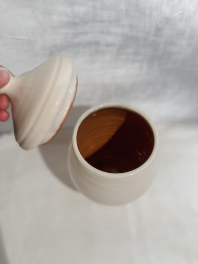 Roca Caus White Terracotta Jar with Regular Lid - Simple Good
