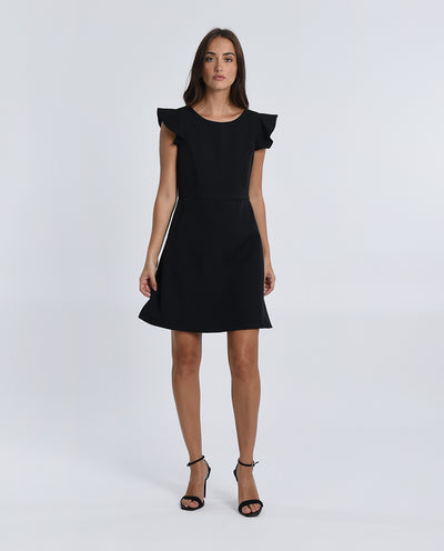 Black Dress with Ruffle Sleeve