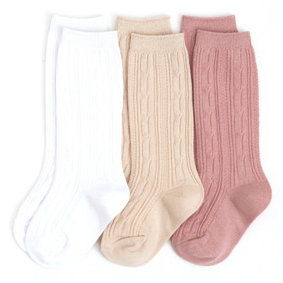 Little Stocking Co. Girlhood Cable Knit Knee High Sock 3-Pack - Simple Good