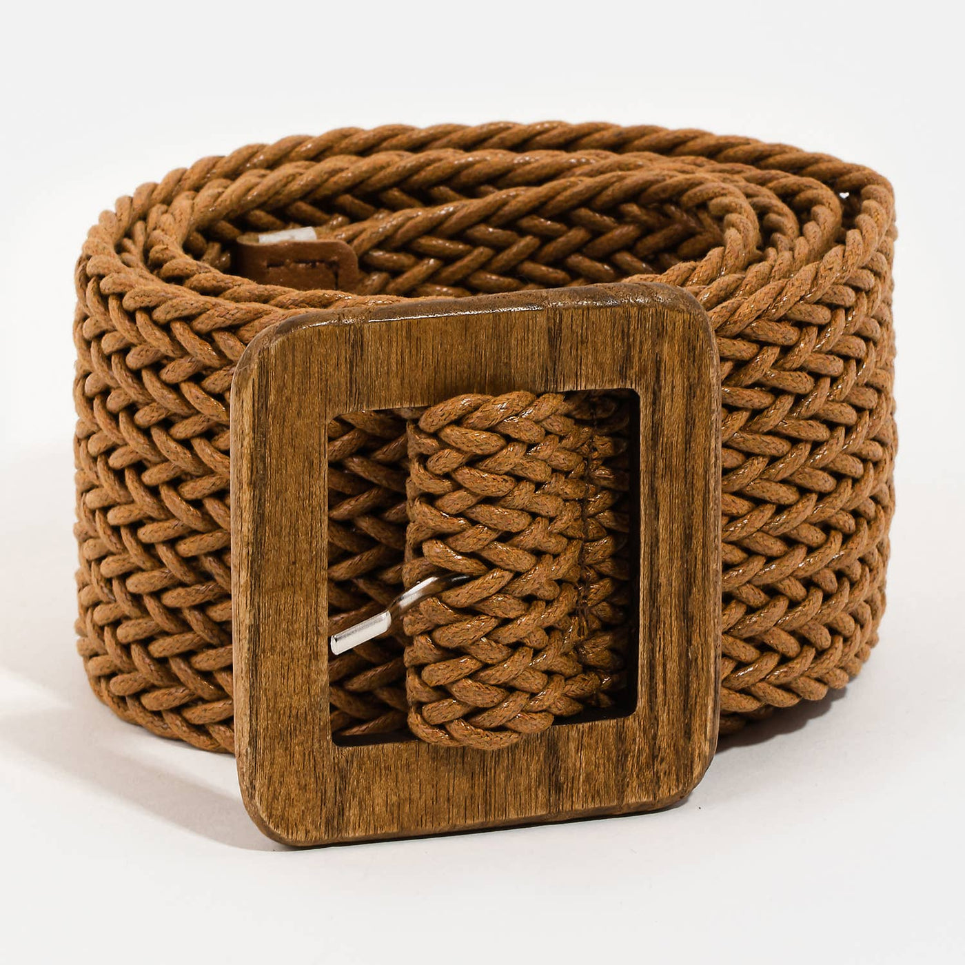 Collections by Fame Accessories Wooden Square Buckle Braided Belt - Simple Good