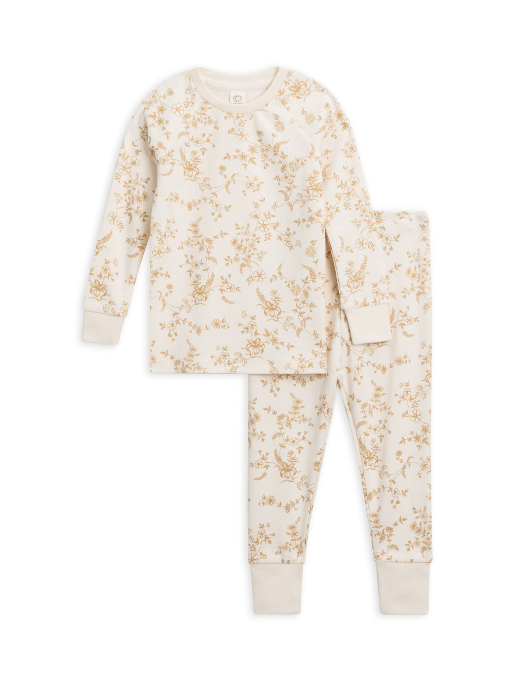 Colored Organics Organic Baby Long Sleeve Jammies - Julia Floral / Latte - Simple Good