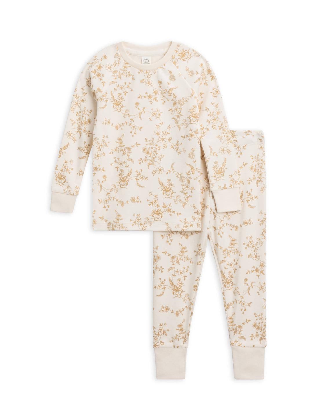 Colored Organics Organic Baby Long Sleeve Jammies - Julia Floral / Latte - Simple Good