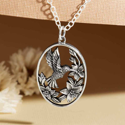 Nina Designs Flowers and Hummingbird Necklace - Simple Good