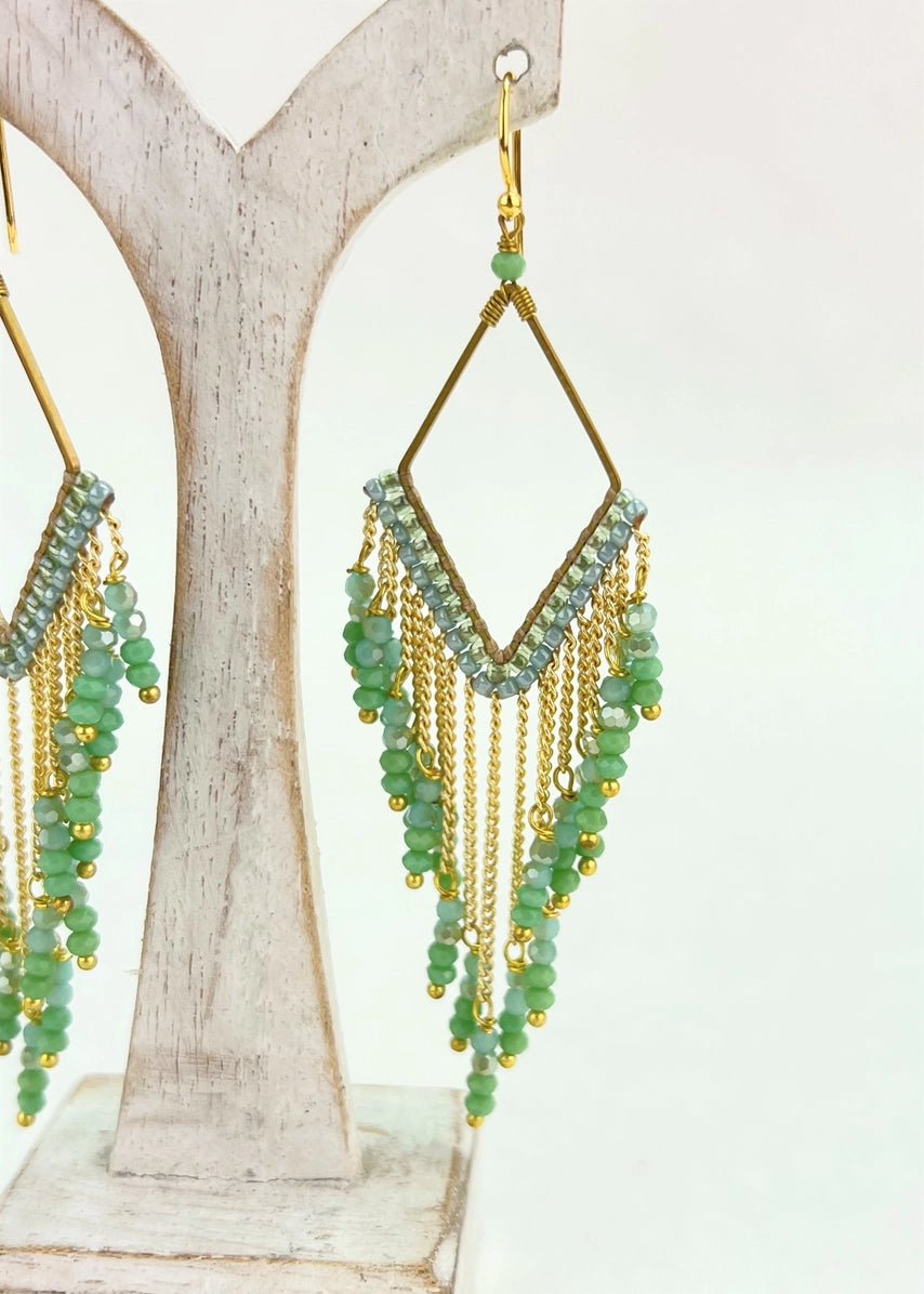 Bali Queen Thai Crystal Fringe Diamond Earrings - Simple Good