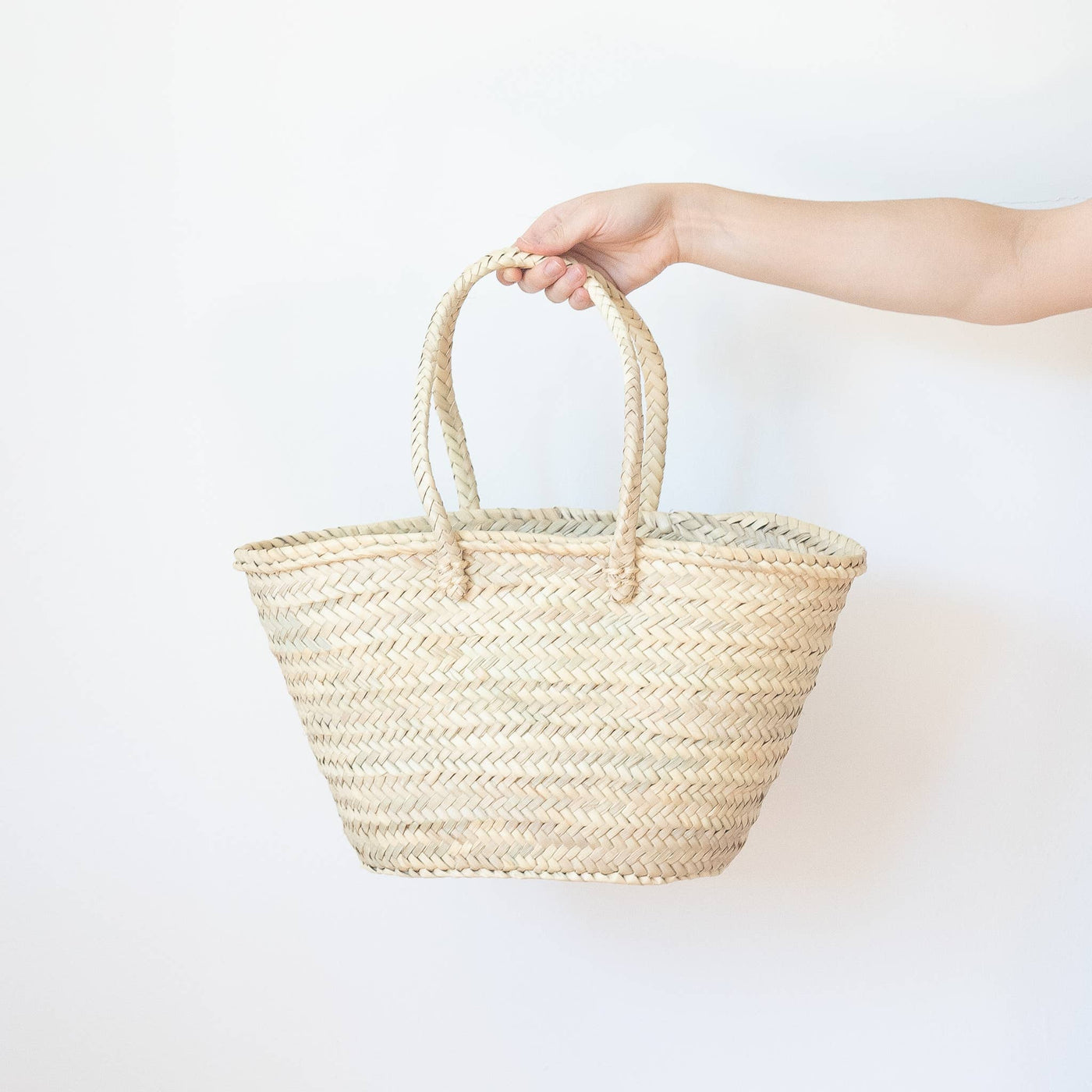 SOCCO Designs AUGUSTA French Basket Medium - Straw Bag with long handles - Simple Good