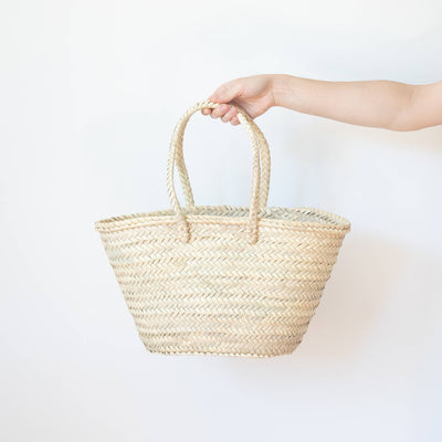 SOCCO Designs AUGUSTA French Basket Medium - Straw Bag with long handles - Simple Good