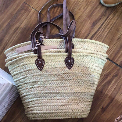 Woven straw baskets