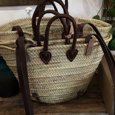 Woven straw baskets